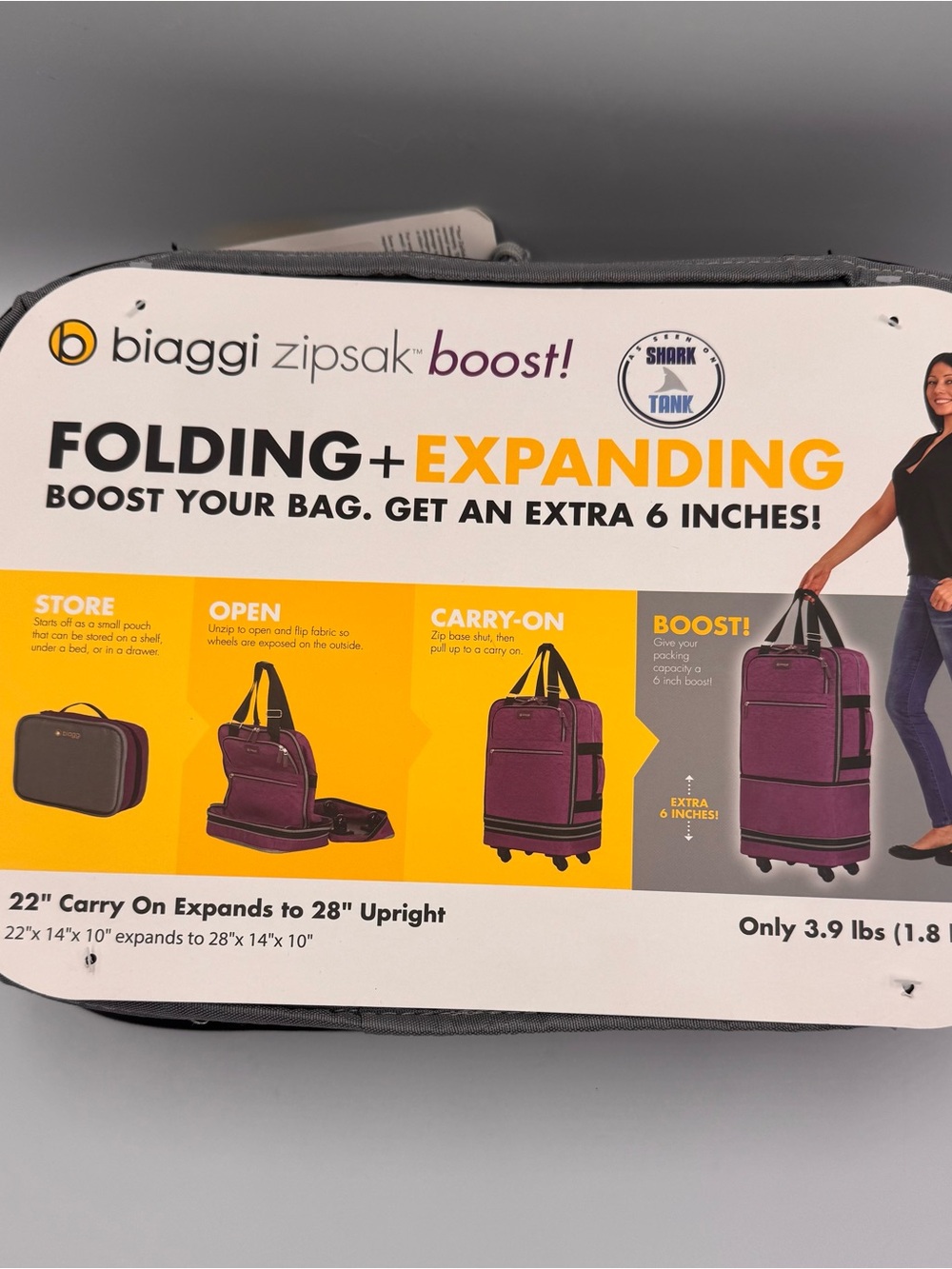 biaggi Zipsak Boost! Folding & Expanding Carry-On in black